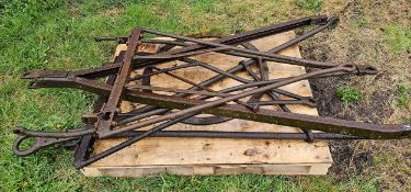 Five various cast iron A frames