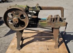A belt driven power hacksaw, ideal for a stationary engine display