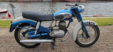 1963 James M25 Superswift, 249cc. Registration number 702 GAT. Frame number FM25 808. Engine