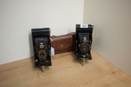 Two early 20th century Kodak No2 Autographic Brownie folding cameras