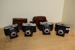 Four Agfa Isolette II cameras with Apolar 1:4,5 85mm lenses