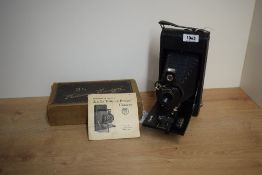 An Ensign 31/4 folding camera type I in original box with Instruction