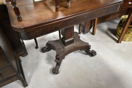 A 19th Century William IV fold over tea table, width approx. 104cm