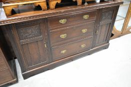 A Victorian mahogany sideboard base, width approx. 176cm