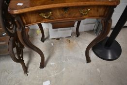 A 19th Century walnut and mahogany sewing table, width approx. 60cm