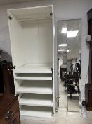 A white laminate mirror door wardrobe, approx. 203 x 75cm