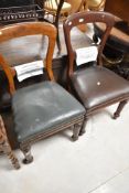 Two Victorian balloon back chairs, one oak , one mahogany , both stamped for LNWR (railway interest)