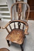 A 19th Century oak Windsor style elbow chair