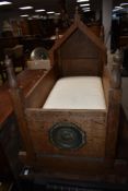 A Victorian golden oak rocking crib, approx. 87cm length