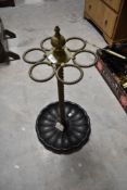 A Victorian cast and brass coalbrookdale style umbrella/stick stand