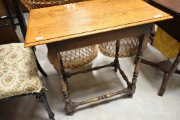An early 20th Century oak occasional table, approx. 63 x 38cm