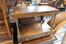 A 19th Century mahogany and rosewood etage, having fretwork back and lower frieze drawer, width