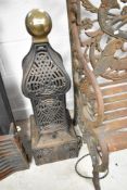 A traditional cast iron cathedral style heater, labelled Tobias xxxxx , Cumbria, height approx.