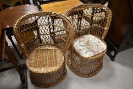 Two vintage wicker chairs