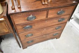 A 19th Century mahogany chest of two over three drawers , width approx 86cm