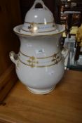 A late 19th or early 20th Century lidded jar of large proportions having gilt decoration