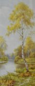 Sidney Gardner (British 1869 - 1957) watercolour, 'Lady of the Lake' autumnal landscape within broad