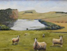 Peter Orde (British, Contemporary) acrylic on board, 'Crag Lough', shows an English landscape scene,