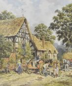 After John Lewis Chapman (British b.1946) a pair of colour prints, bygone scenes with thatched