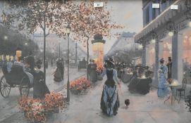 After Christa Kieffer (German 1940-2004) colour print 'Strolling on the Avenue', a continental