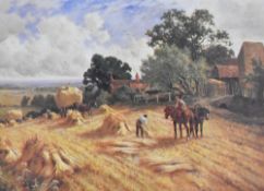 After Henry H. Parker (British, 1858-1930) A colour print showing a rural farming scene titled '