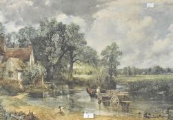 After John Constable (British, 1776-1837) colour print 'The Hay Wain', rural scene on the River