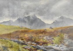 Artist unknown, watercolour painting shows Ben Cruachan, within gilt mount and gilt frame, under