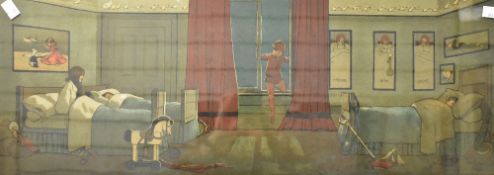 John Hassall (British 1868-1948). Five lithograph colour prints, 'The Arrival of Peter Pan', 'The