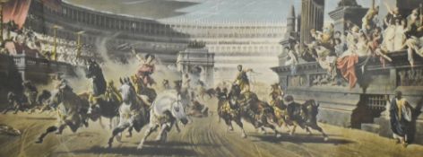 After Alexander von Wagner (Hungarian, 1838–1919) A colour print of 'The Chariot Race' a dramatic
