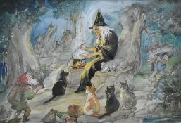 Patience Arnold (British, 1901-1992) watercolour on paper, 'Suppertime', showing a fairytale