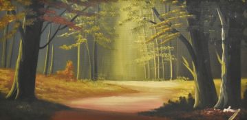 Artist Unknown, mid 20th Century oil on canvas, mysterious woodland landscape, signed lower right,