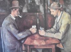 After Paul Cézanne (French, 1839-1906) colour print 'The Card Players'. Within a light brown mount