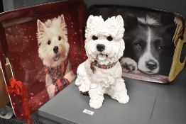 A Barkers Westie no.90352 sold along with a Westie tray and similar Collie tray.