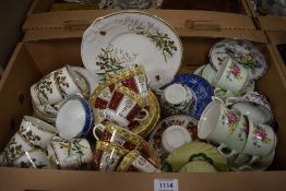 Three part tea services one having an autumnal theme and 18 pieces, an Old Paris part tea service