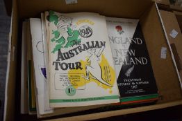 A collection of vintage Rugby Football Union programmes circa 1940s-1980s.