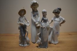 Two Nao by Lladro figurines 'Feeding The Goat' number 4590 and 'How Pretty' number 1110 sold