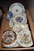 Nine Royal Albert Queen Mothers Favourite Flowers series collectors plates, a Coalport Revelry