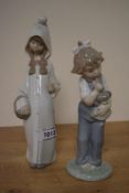 A Lladro porcelain figurine 'Shepherdess with Basket' number 4678 sold alongside a Nao by Lladro