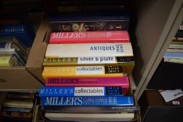 A carton of assorted valuation books including Millers and Christies Review of the Season 1984 etc.