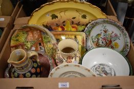 A Royal Doulton Gaffers bowl and rectangular plate pat no. D4210, a Waring & Gillow Ltd Spode