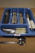 A selection of assorted flatware including a Viners Splayds by McArthur fork and plastic handled