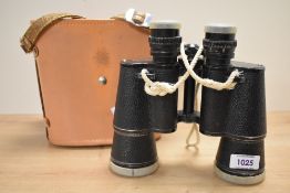 A pair of Zenith 7 x 50 coated optic triple tested binoculars with original leather case, h19cm.