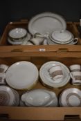 Four combined part tea/dinner services in two cartons including Royal Doulton Berkshire, Noritake