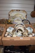 Two cartons of assorted ceramics including a collection of assorted vintage part tea services