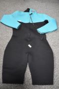 A Two Bare Feet black and turquoise short leg wetsuit size 2XL.