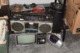 A selection of assorted vintage audio equipment including a Grundig reel to reel player, an ALTIUS