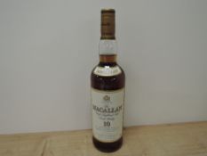 A bottle of The Macallan 10 Year Old Single Highland Malt Scotch Whisky, early 2000's bottling,