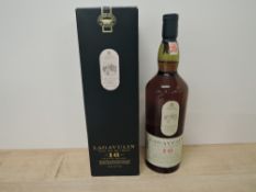 A bottle of 1990's Lagavulin 16 Year Old Single Islay Malt Whisky, 43% vol, 1 Litre, in card box