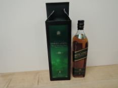 A bottle of Johnnie Walker Green Label 15 Year Old Blended Malt Scotch Whisky, 43% vol, 70cl, in