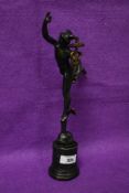 After Giambologna (Italian 1529-1608) cast and patinated composition figure of Mercury 31cm